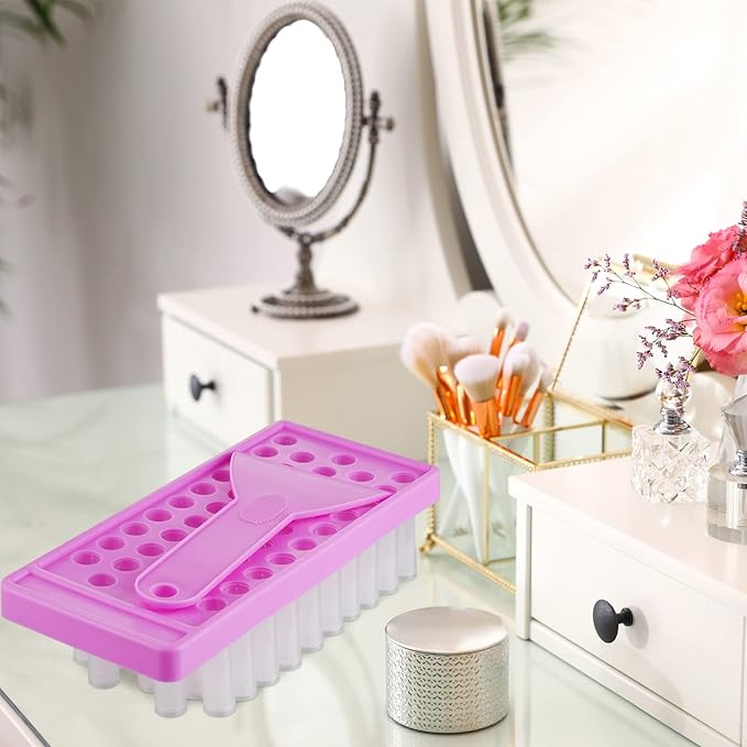 2 Sets Lip Balm Tray and Spatula Set Portable lipstick Holder Lip Balm Containers Lip Gloss Making Kit (Purple)-FemmiqueWomen