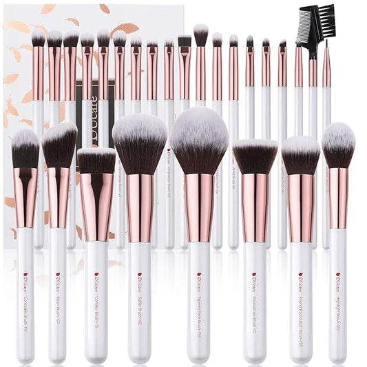 DUcare Makeup Brushes Set Professional 27Pcs Makeup Brushes Premium Synthetic Kabuki Foundation Blending Face Powder Blush Concealers Eye Shadows Make Up Brushes Kit White-FemmiqueWomen