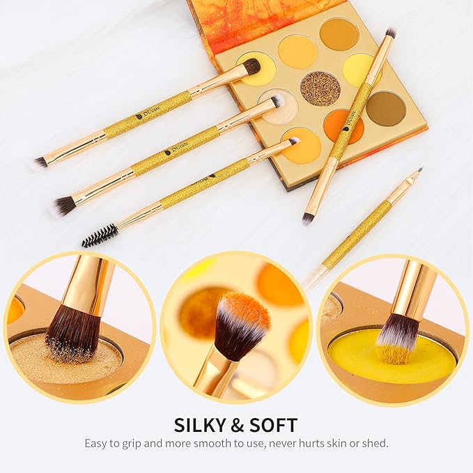 DUcare Eyeshadow Brushes Set Duo End Eye Makeup Brushes Professional Eyeshadow Brush set 5Pcs Travel Concealer Eyebrow Eyelash Eye Liners Blending-FemmiqueWomen