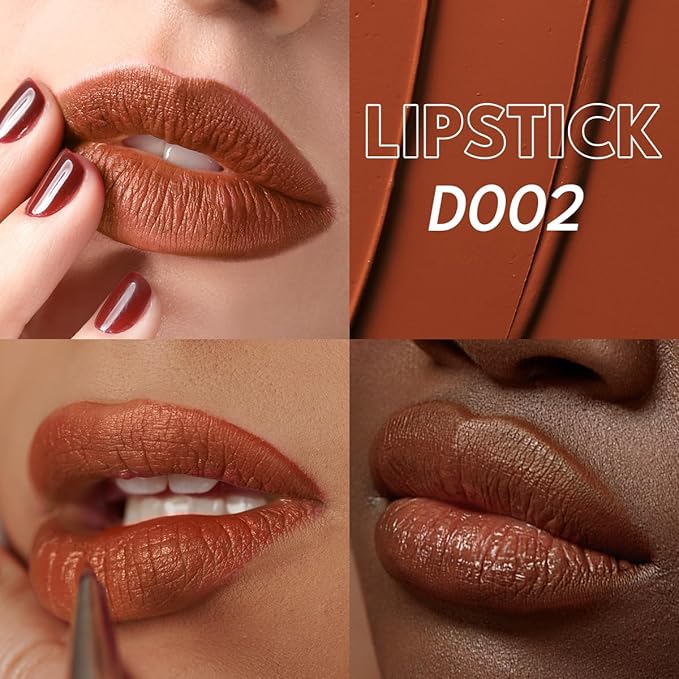2PCS Marbled Matte Lip Stick Makeup - Velvety Finish | Naked-lip Feel, Full Coverage, D002+D004-FemmiqueWomen