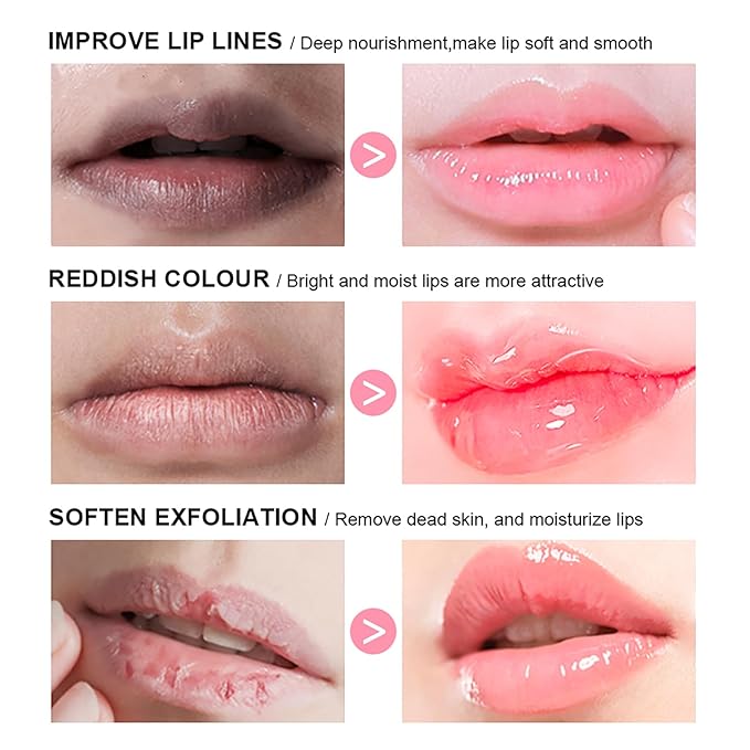 2Pcs Lip Glowy Balm and Lip Sleeping Mask Set, with 4 Flavor Options - Reduce Lip Lines, Enhance Lip Color, Hydrate & Plump Dry Chapped Lips Care (Peach)-FemmiqueWomen