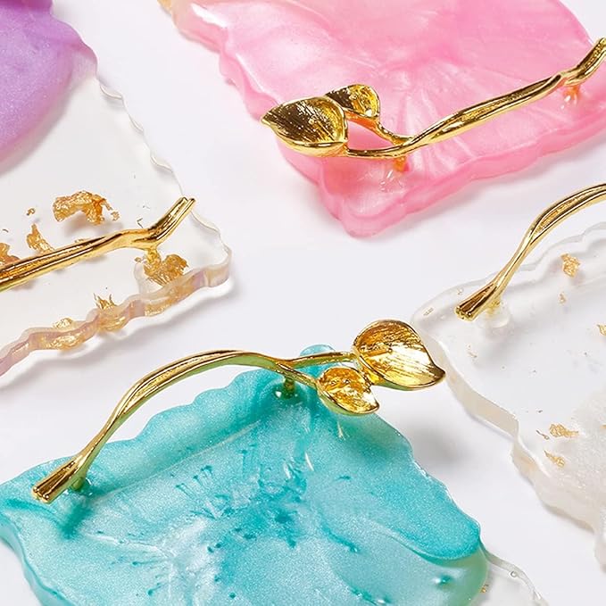 2023 Retro Nail Art Palette, Nail Painting Mixed Color Palette with Leaves Handle, Nail Holder Gel Color Makeup Display Board Pallet (White)-FemmiqueWomen