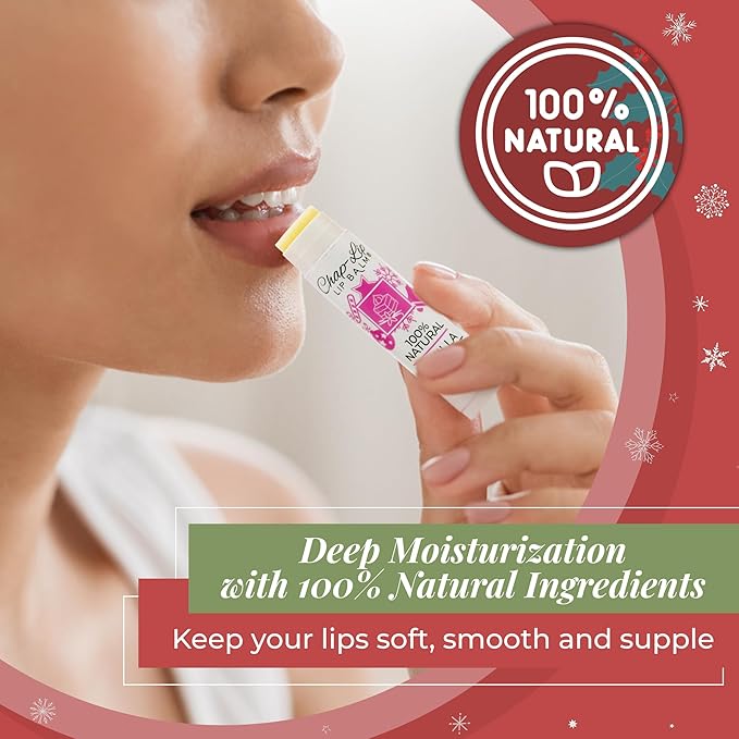 100% Natural Lip Balm Set - Beeswax Natural Christmas Gifts for Her - Ideal Gift for Women - Lip Moisturizer for Dry Lips, Cocoa Butter - Petroleum Free Pack of 8-FemmiqueWomen