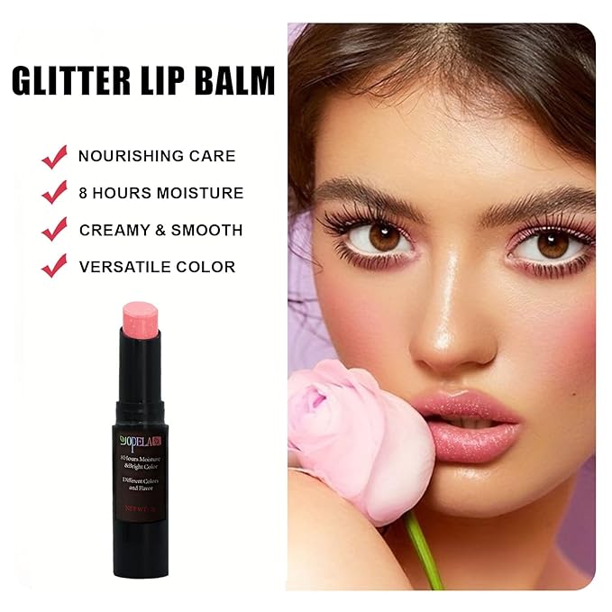 10 Pack Tinted Lip Balm With Glitter Powder Stocking Stuffers Tinted Chapstick - Moisturizing Lip Balm with Shimmer - Lipstick Set - Assorted Colors and Favors-FemmiqueWomen