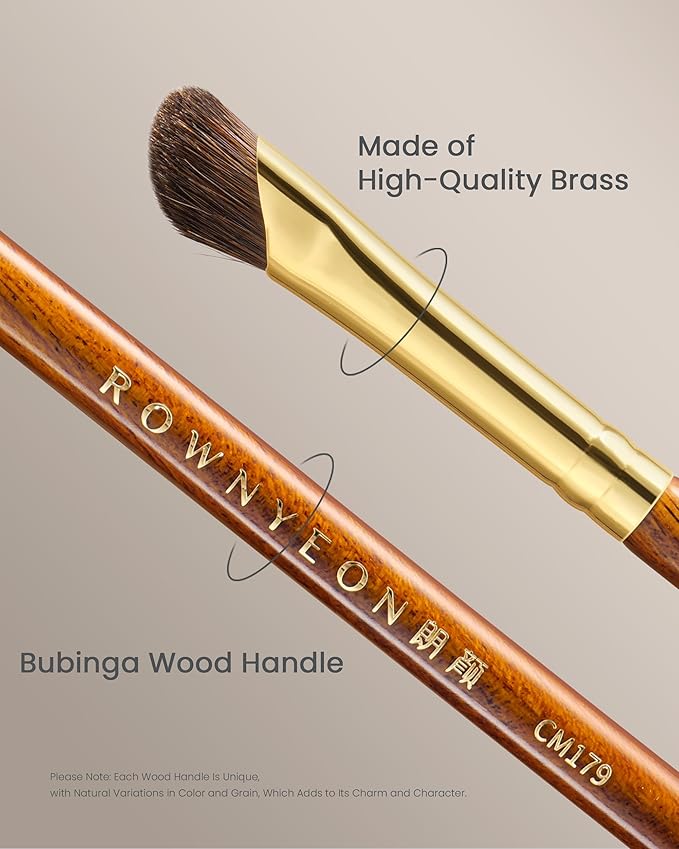 Desert Oak Series Nose Contour Brush - Angled Pony Hair Bristles for Seamless Sculpting, Dual-Use with Cream/Powder, Ebana Handle & Brass Ferrule (CM 179)-FemmiqueWomen
