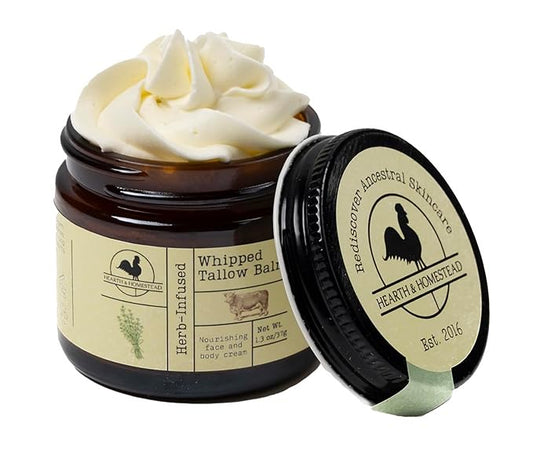 Handmade Whipped Tallow Balm (Unscented/Herb-Infused) - Organic Body Butter with Infused Olive Oil, for Eczema, Rosacea, Baby - 1.3 oz-FemmiqueWomen