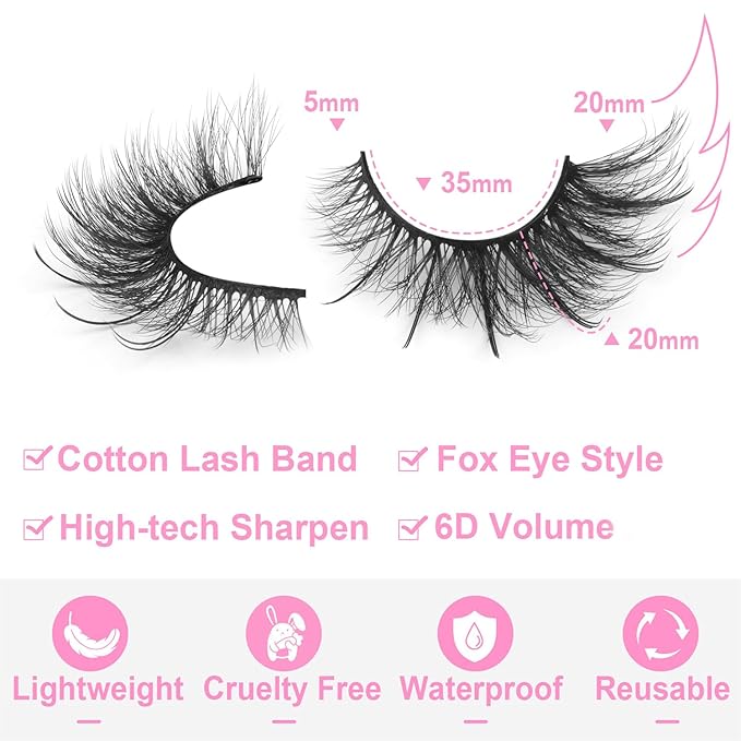 Fox Eye Lashes Wispy Faux Mink Lashes Volume Fairy Cat Eye Lashes That Look Like Extensions Spiky Fake Eyelashes Natural Look-FemmiqueWomen