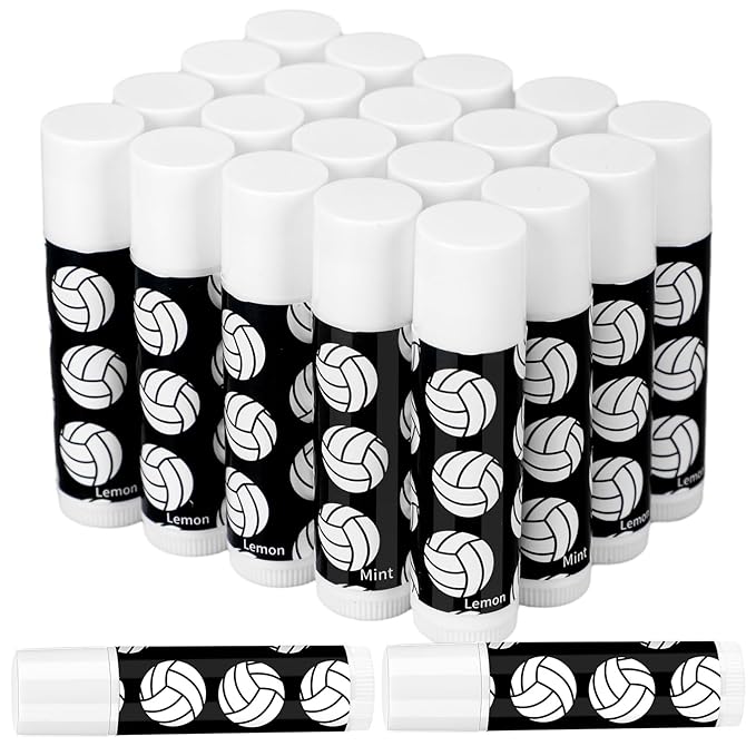 24 Pcs Volleyball Lip Balm Volleyball Team Gifts Volleyball Party Favors Volleyball Lip Balm Gift for Volleyball Team Volleyball Party Guest Supplies (Black)-FemmiqueWomen