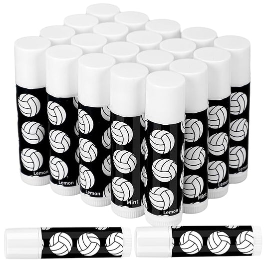 24 Pcs Volleyball Lip Balm Volleyball Team Gifts Volleyball Party Favors Volleyball Lip Balm Gift for Volleyball Team Volleyball Party Guest Supplies (Black)-FemmiqueWomen