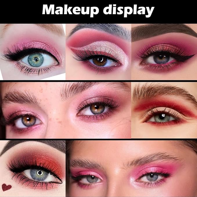 16 Girds Colorful Matte Shimmer Eyeshadow Palette for Eye Makeup,High Pigmented Eye Shadow Primers Powder Palet de sombras de ojos-Pink Red#-FemmiqueWomen