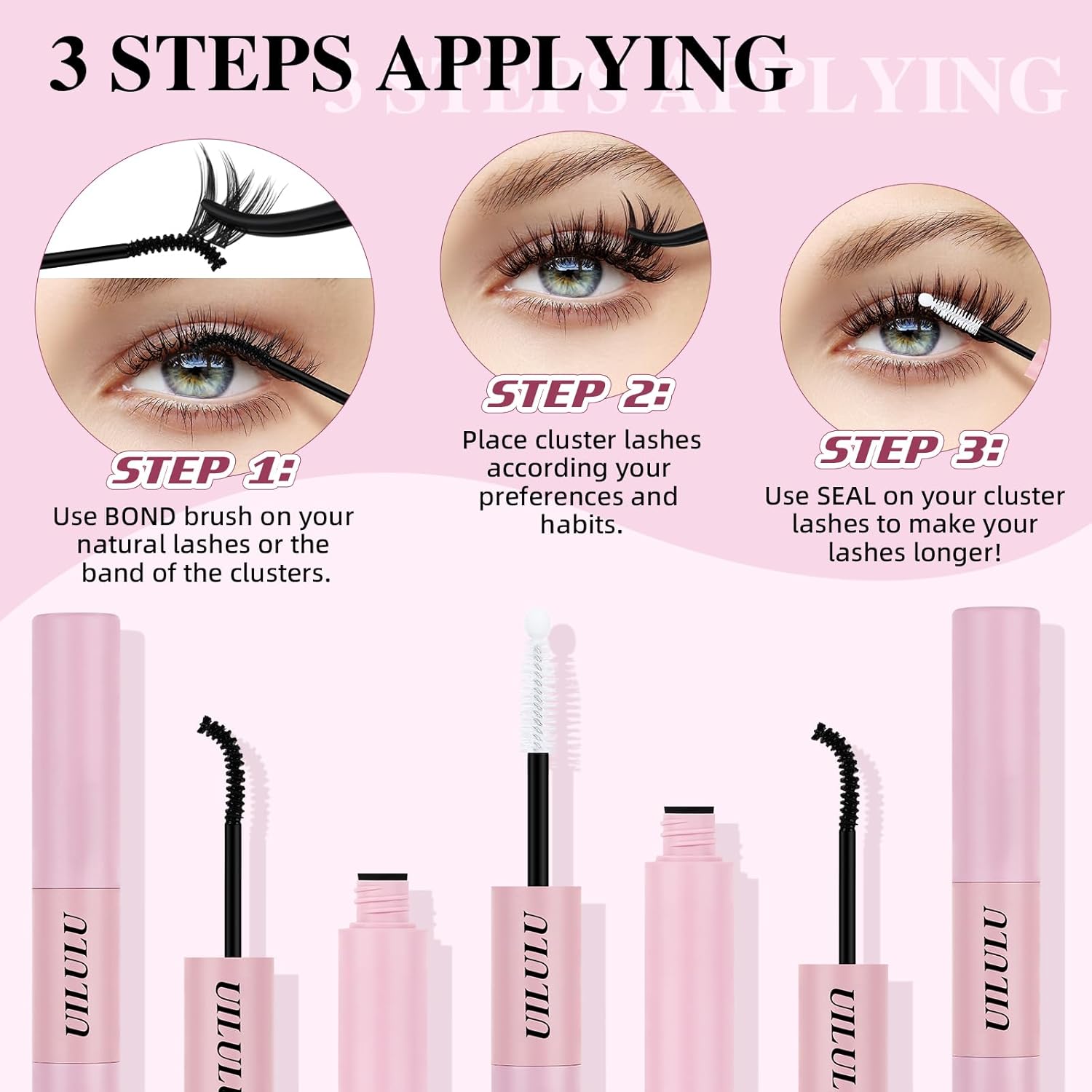 Lash Bond and Seal - 2-in-1 Lash Glue (5ml) & Sealer (5ml) for DlY Lash Extensions at Home, Waterproof Eyelash Adhesive for Cluster& Individual Lashes, Black Bond Eyelash Glue with Strong Hold-FemmiqueWomen