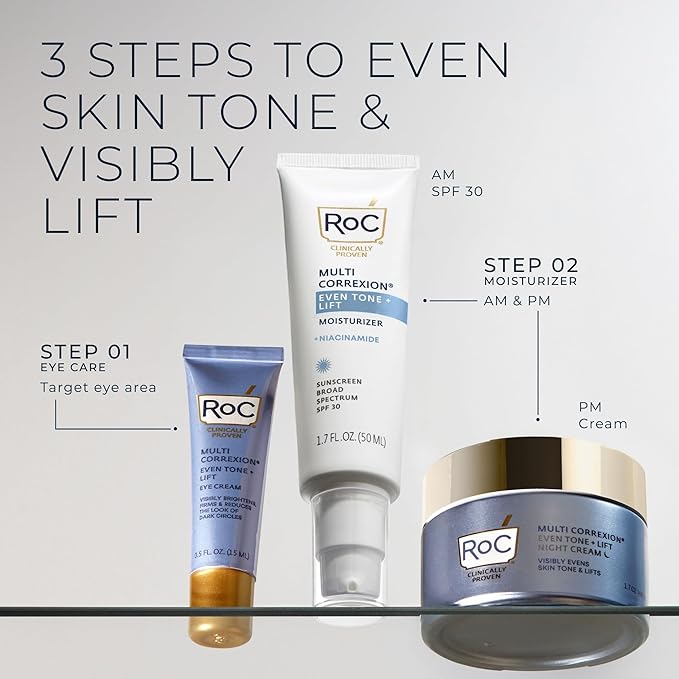 RoC Multi Correxion 5 in 1 Anti-Aging Daily Facial Moisturizer for Women and Men, Broad Spectrum SPF 30 & Shea Butter (1.7 oz) with Night Cream Packette (Packaging May Vary)-FemmiqueWomen