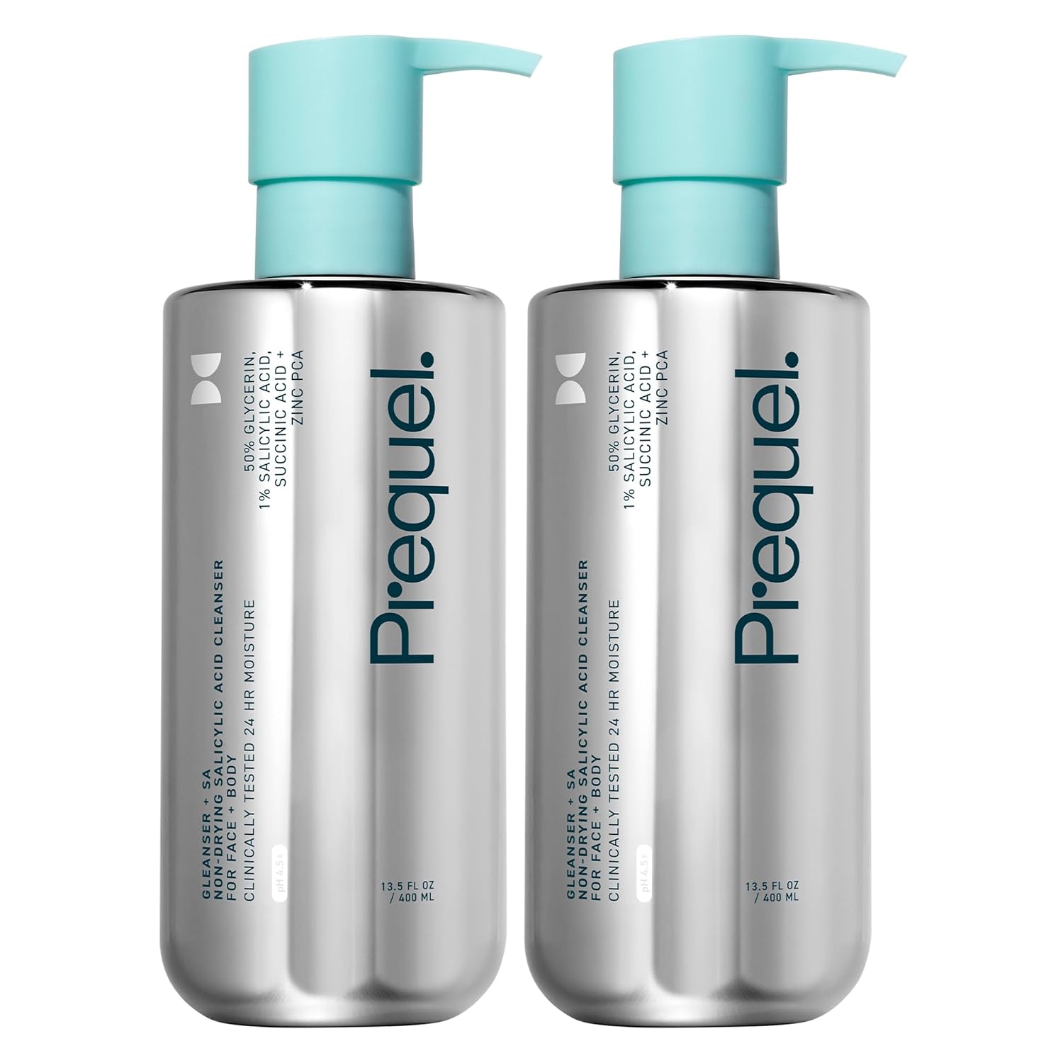 Skin Gleanser SA, Moisturizing Glycerin Face Wash,1% Salicylic Acid Face Cleanser, Unscented and Combination Skin Face Soap, 13.5 ounce (each) Pump Bottles - 6.75 fluid ounce (Pack of 2)-FemmiqueWomen