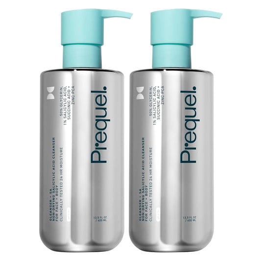 Skin Gleanser SA, Moisturizing Glycerin Face Wash,1% Salicylic Acid Face Cleanser, Unscented and Combination Skin Face Soap, 13.5 ounce (each) Pump Bottles - 6.75 fluid ounce (Pack of 2)-FemmiqueWomen