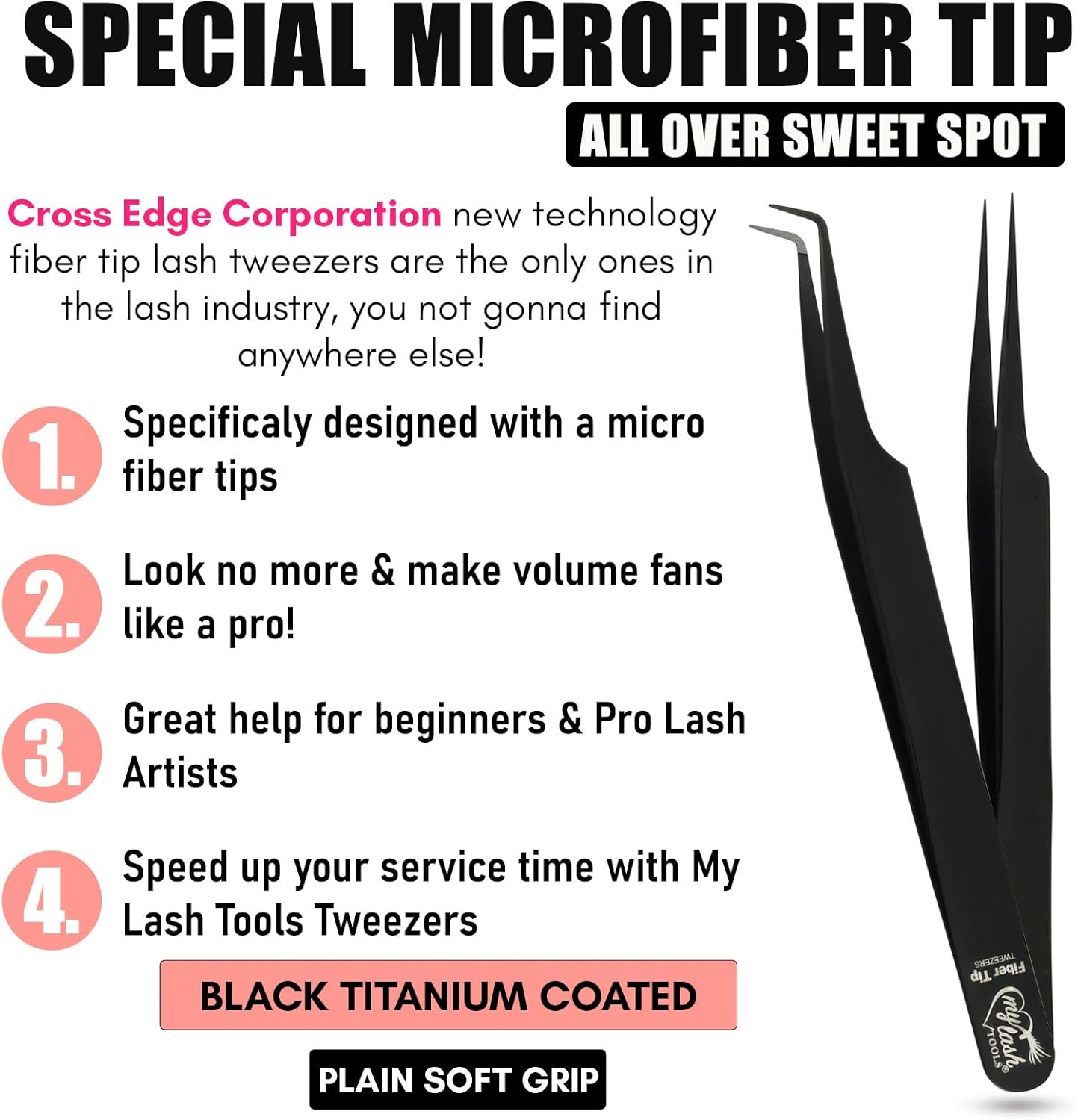 2Pcs Fiber Tip Lash Tweezers for Eyelash Extensions and Straight Isolation Tweezer Set – Professional Precision Fan Making, Mega Volume Boot Lashing, Classic & Mink Eyelashes, Black-FemmiqueWomen