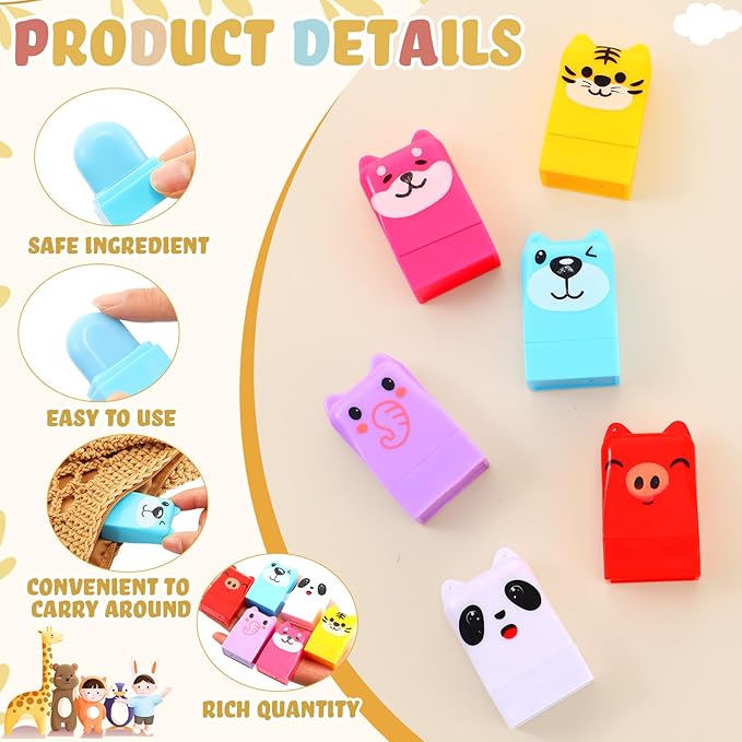 12 Pcs Farm Animals Birthday Lip Balm Gifts for Baby Shower Prizes Gift Baby Shower Favors Genger Reveal Gifts Zoo Theme Birthday Party Favors for Preschool Toddler Boy Girl Classroom Prizes-FemmiqueWomen