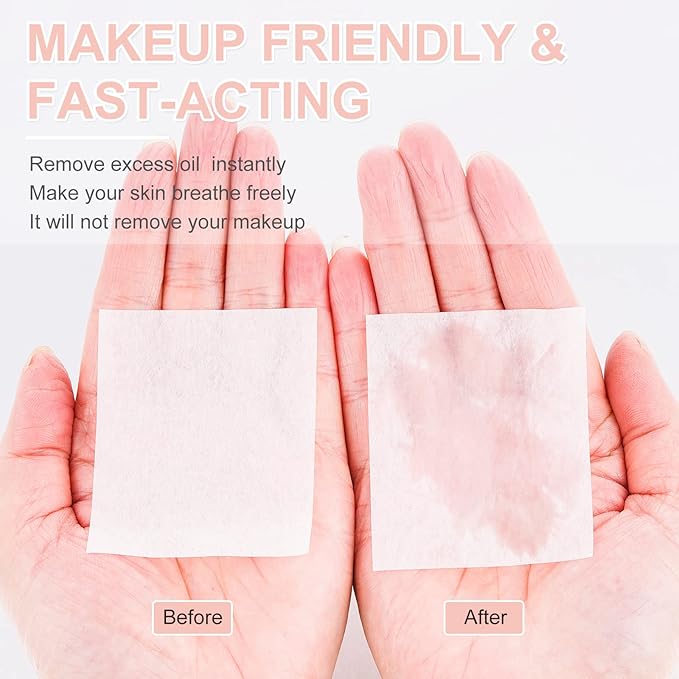 2 Pack Matter Blotting Paper for Oily Skin Total 100 Sheets with Mirror Case and Makeup Puff - Easy Dispensing Oil Blotting Sheets for Face,Makeup Friendly Oil Absorbing Sheets-FemmiqueWomen