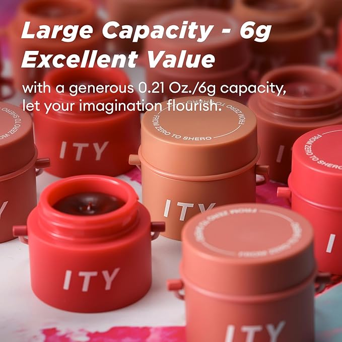 ITY Velvet Matte Finish Lip Stain-Mousse Textured Pudding Pot Lip Clay with Brush, Nude Shade, Dual-Use as Lipstick and Blush, Conceals Lip Lines, Rich Pigment, 0.21 oz (6g) in Sandalwood Rose-FemmiqueWomen