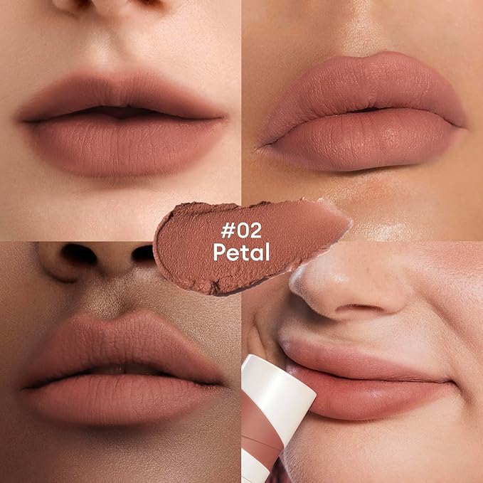ITY Velvet Matte Finish Lip Stain-Mousse Textured Lip Clay, Conceals Lip Lines, Rich Pigment Lip Tint Lipsticks,2 Pack, 0.14 oz (4g) in Petal, Berrylicious-FemmiqueWomen