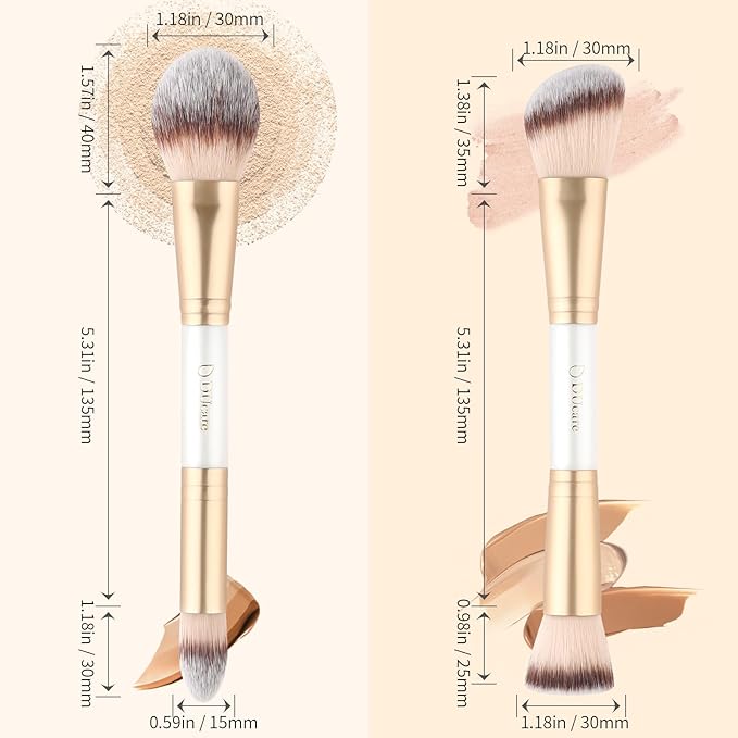 DUcare Makeup Brushes Duo End Foundation Contour Powder and Buffer Brush Bronzer Double Makeup Brush Set 2Pcs white-FemmiqueWomen