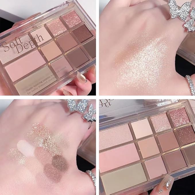 12 Girds Colorful Matte Shimmer Eyeshadow Palette for Eye Makeup,High Pigmented Eye Shadow Primers Powder Palet de sombras de ojos 12-C-FemmiqueWomen