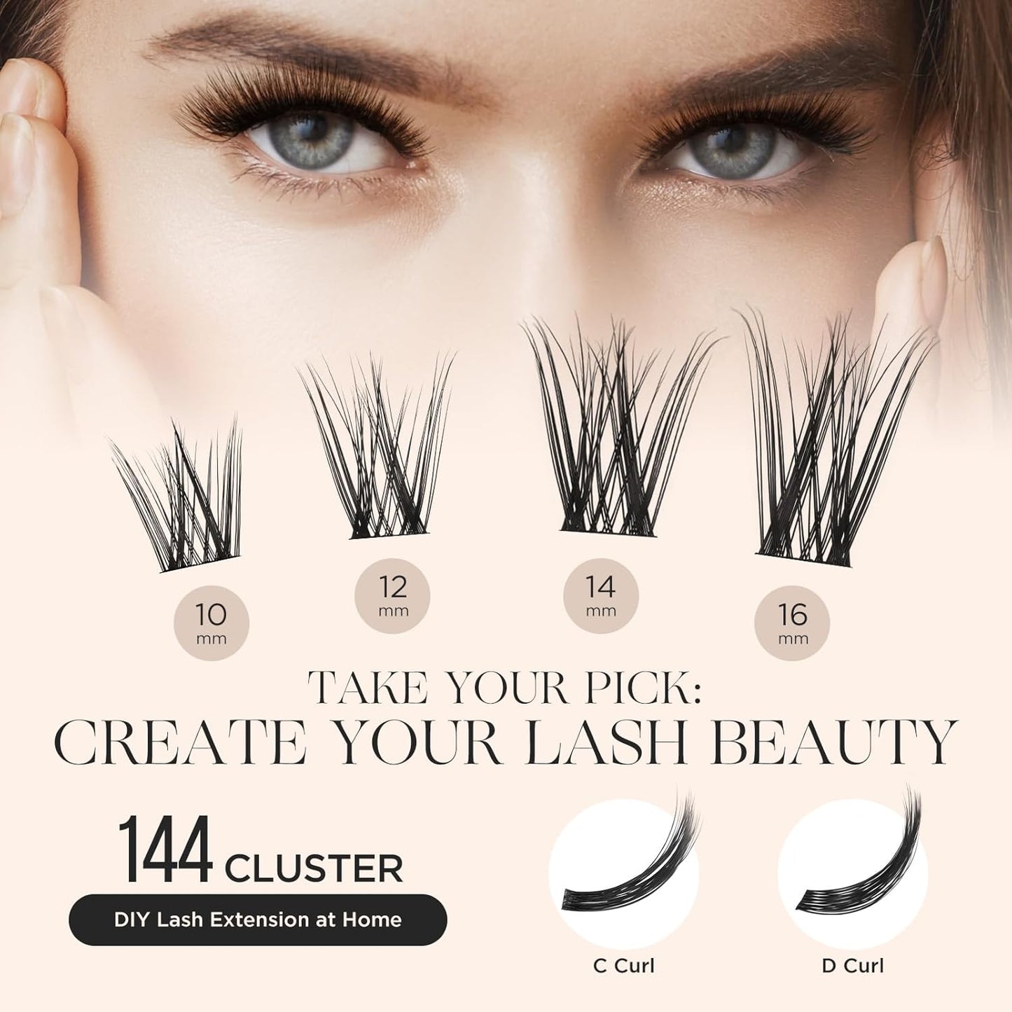 PopUp Lash Clusters 144 Pcs Cluster Lashes DIY Cluster Eyelash Extensions Mega Volume Reusable Individual Lashes Cluster Volume Look Super Thin Band & Soft(D17)-FemmiqueWomen