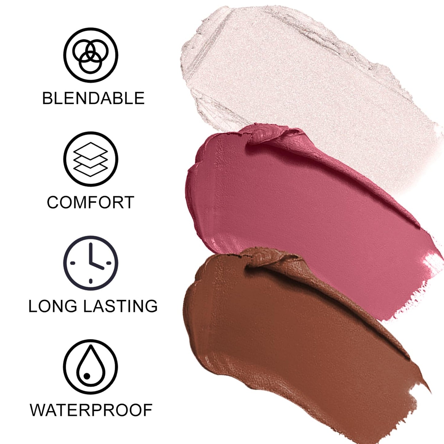 3Pcs Contour Stick Makeup Set, Shades with Highlighter Blush Bronzer Stick Kit for Sculpt the Cheeks and All Skin Type, Longwear Smooth Non-greasy Formula for All Skin Types, #2 NEUTRAL-FemmiqueWomen