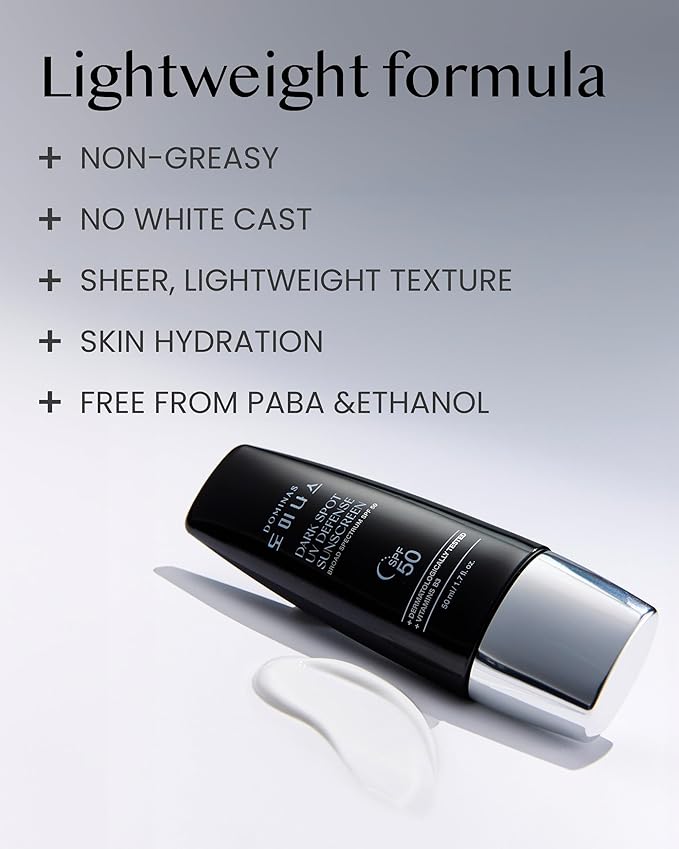 SPF 50 DOMINAS Sunscreen (Pack of 2, 1.7fl oz*2) - Korean Skin Care, UV Defense Sunblock, No White Cast, Non-Greasy, Hydrating, Lightweight Protection for Face & Body, Niacinamide, Sun Cream-FemmiqueWomen