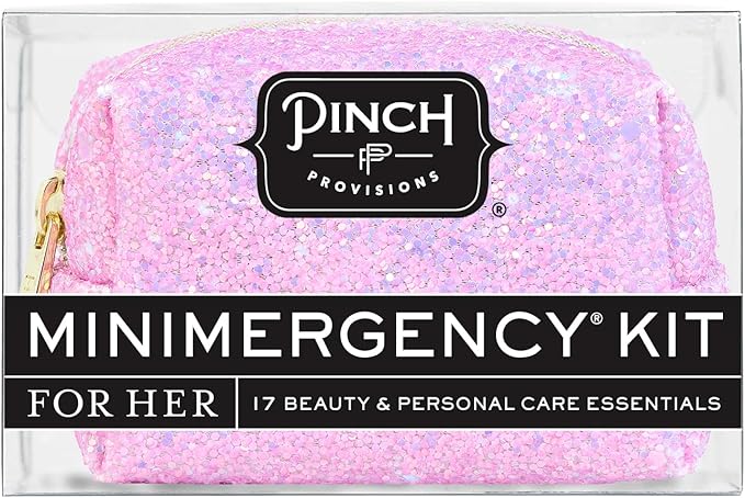 Pinch Provisions Orchid Glitter Minimergency Kit, includes 17 Travel-Sized Cosmetic Essentials, Convenient for Purses, Emergency Beauty Accessories, Gifts for Holiday’s & Birthday’s-FemmiqueWomen