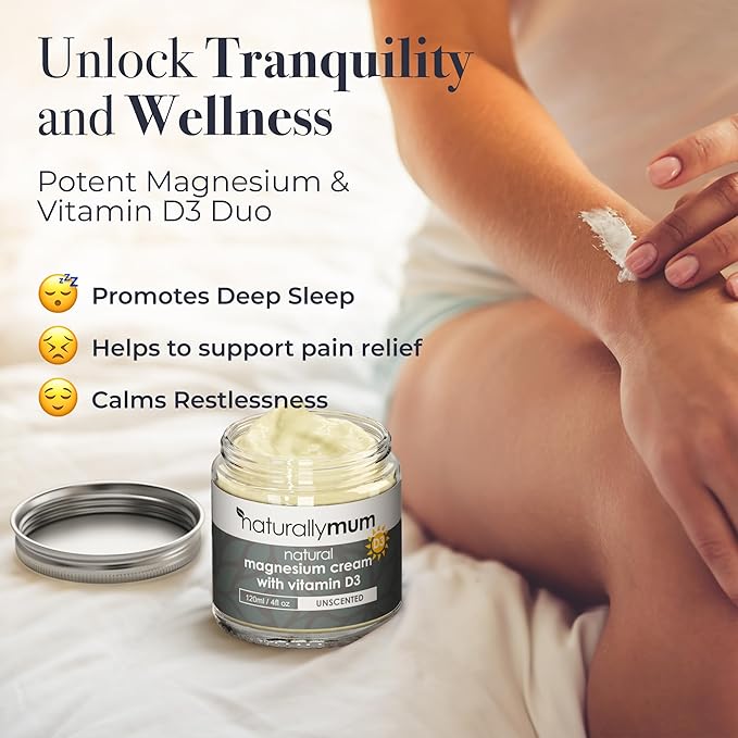 Magnesium Cream with Vitamin D3 [4 Fl Oz] - Magnesium Calm Cream and Vitamin D Lotion - Magnesium D3 Cream - Calming Cream Magnesium and Vitamin D - Turmeric & Arnica Cream - Unscented-FemmiqueWomen