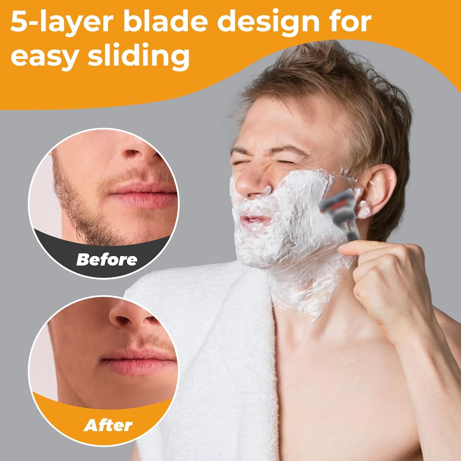 24Pcs Premium Razor Blades for Men - 5-Layer Stainless Steel Refills Compatible with Fusion 5 Style Razors, Smooth Shaving Replacement Cartridges Value Pack-FemmiqueWomen