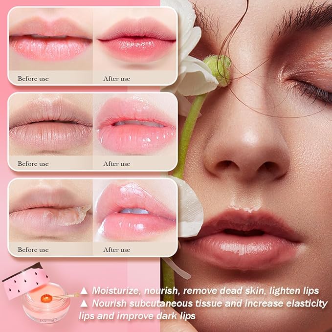 2 Pcs Apple Lime & Watermelon Lip Balm, Honey Strawberry Lip Mask Overnight, Moisturizing Lip Sleeping Mask, Hydrate Repair Prevent Dry Cracked Lip Exfoliator (Apple Lime+Watermelon)-FemmiqueWomen