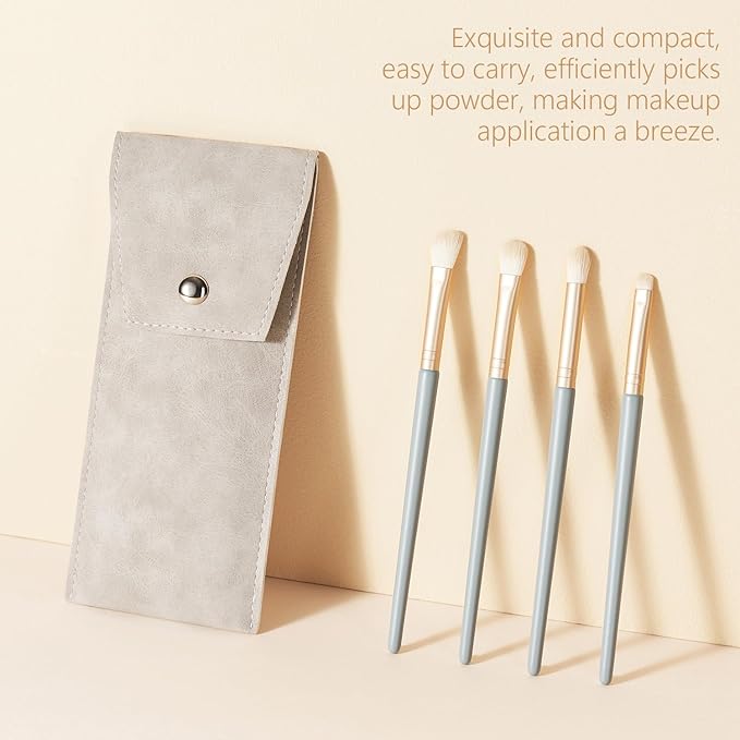 Eyeshadow Makeup Brushes Set with Case 4 PCS Soft Synthetic Hairs Eye Makeup Brushes for Blending Eyebrow Eyeliner Eyeshadow （Lightblue）-FemmiqueWomen