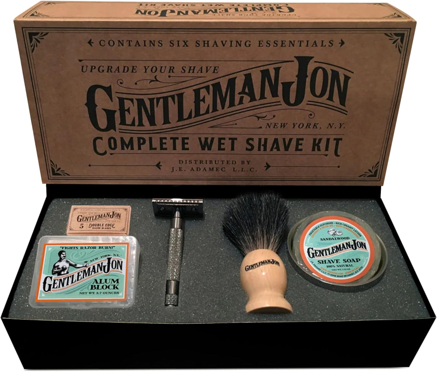 Safety Razor Shaving Kit | Vintage Wet Shave Grooming Set for Men - Includes: Safety Razor, Hair Shaving Brush, Alum Block, Shave Soap, Bowl & Double Edge Razor Blades-FemmiqueWomen