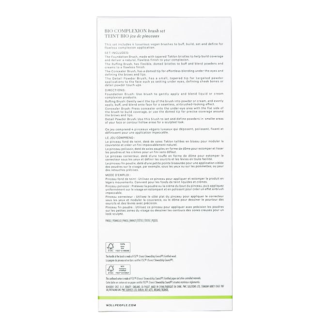 Well People Bio Complexion Brush Set, 4-Piece Face Brush Set For All Complexion Products, For Liquids, Powders & Creams, Cruelty-free Bristles-FemmiqueWomen