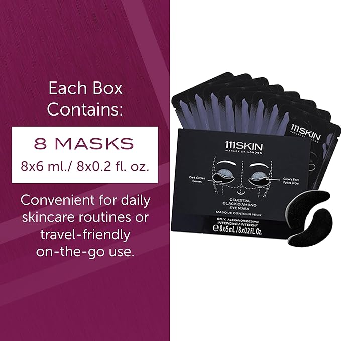 111SKIN Black Diamond Eye Mask, Hydrating Under Eye Patches for Dark Circles with Retinol, Hyaluronic Acid & Niacinamide, Helps Lift & Firm the Appearance of Fine Lines & Undereye Area, 8 Pairs-FemmiqueWomen