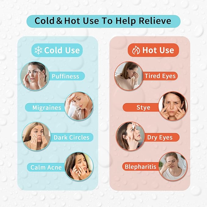 2PCS Cooling Eye Mask Gel Eye Mask, Reusable Hot Cold Therapy cold eye mask for Post Surgery, Puffiness, Dark Circles, Eye Bags, Dry Eyes, Migraines with Soft Plush Backing (Heart+Snowflake)-FemmiqueWomen