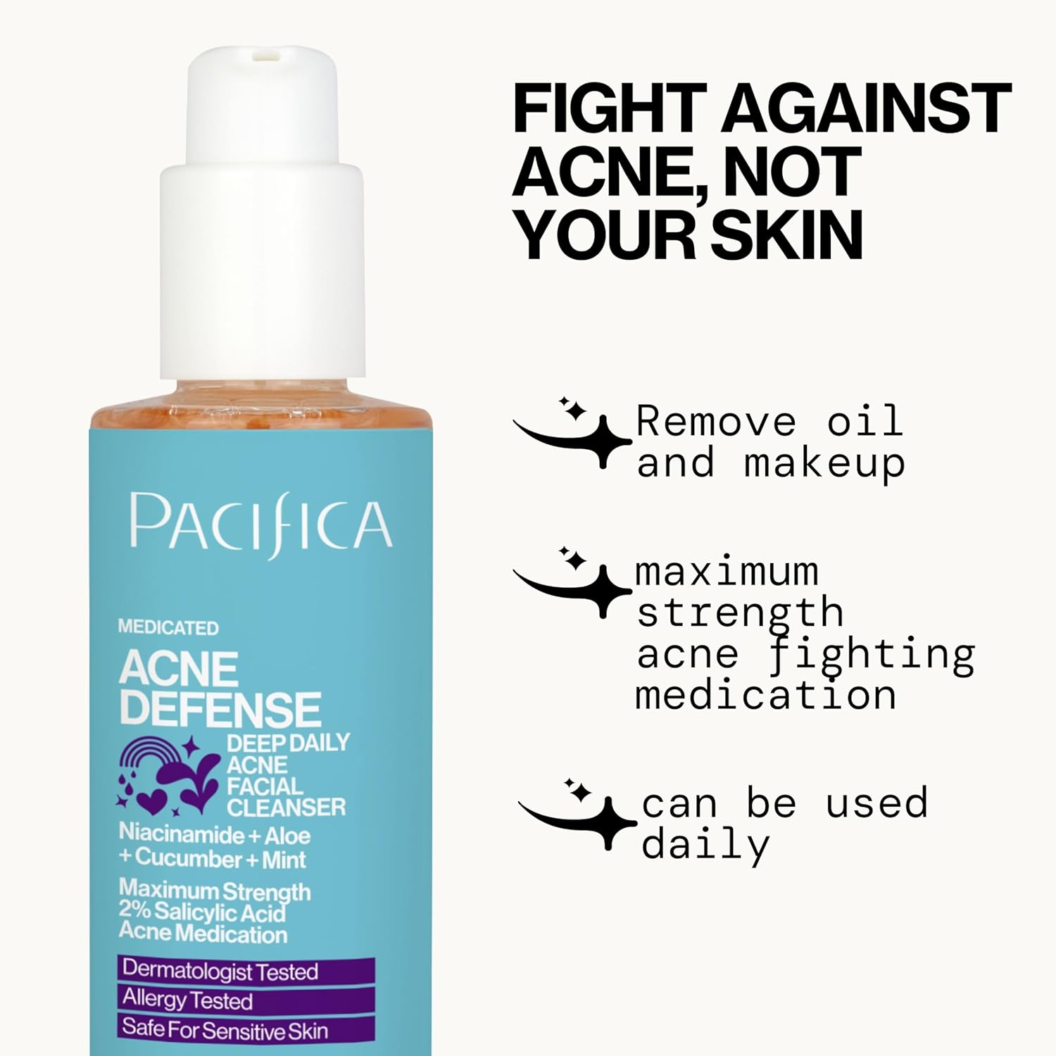Pacifica Acne Defense Face Wash - Deep Pore Purifying Face Cleanser - w/ 2% Salicylic Acid, Pore Reducing Niacinamide & Inflammation Reducing Cucumber - for Sensitive Skin Vegan Dermatologist Tested-FemmiqueWomen