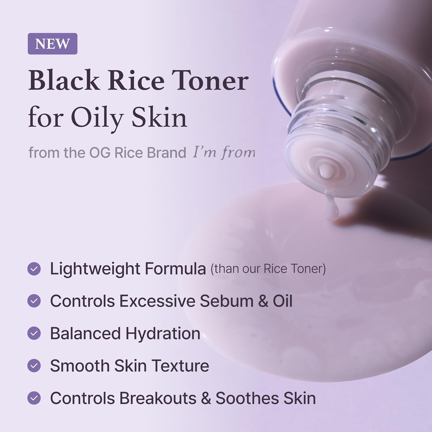 Miniature of Black Rice Toner for Oily Skin, Sebum Control Toner, Lightweight, Niacinamide, Panthenol, Fragrance Free, Korean Skin Care, 30ml, 1.01 fl.oz-FemmiqueWomen