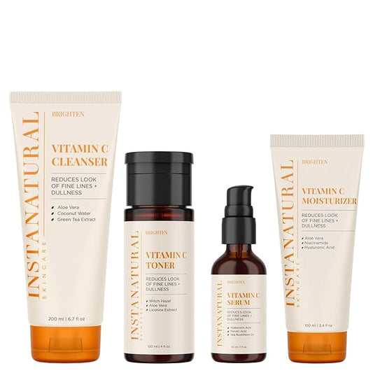 InstaNatural Skin Care Set, Vitamin C Face Wash, Toner, Serum and Moisturizer , Hydrating, Anti Aging and Brightening-FemmiqueWomen
