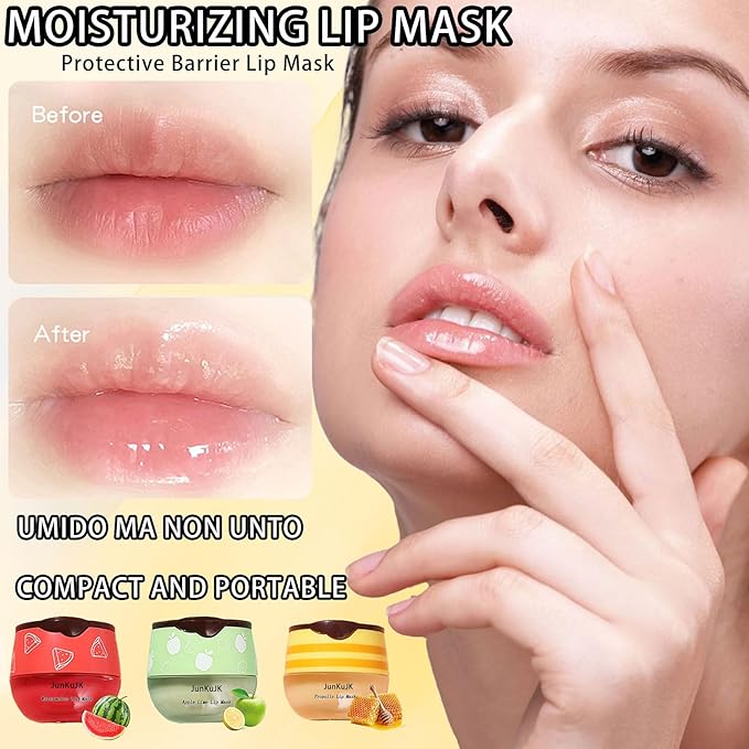 3 Pcs Bee Lip Balm Honey Pot with Stick,Moisturizing Lip Mask Overnight,Day and Night Tinted Sleeping Lip Balm,Hydrating Lip Scrubs Exfoliator & Moisturizer-FemmiqueWomen