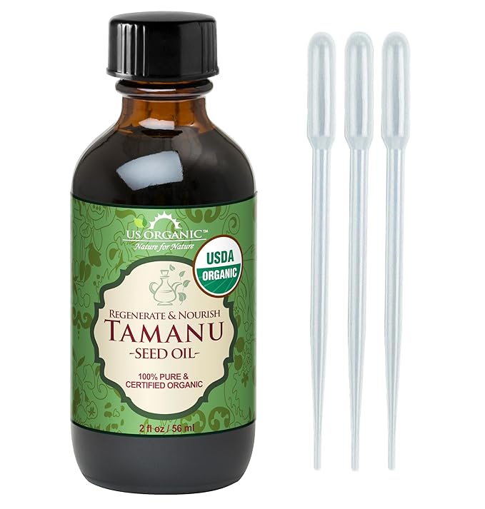 US Organic Tamanu Oil, USDA Certified Organic, 100% Pure Virgin Cold Pressed Unrefined, Dark Green Color, Sourced from Southeast Asia_Improved Cap_2oz (56 ml)-FemmiqueWomen