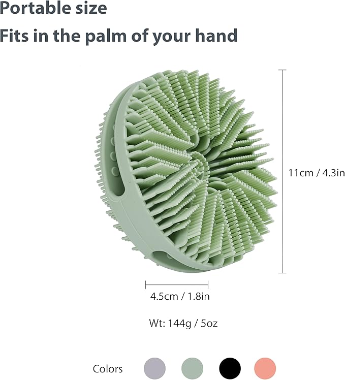 2 PC Silicone Exfoliating Body Scrubber, Silicone Body Shampoo Brush, Soft Silicone Loofah for Sensitive Skin, Shower Silicone Hair Scalp Massager, Easy to Clean, Lather Well(Gray&Green)-FemmiqueWomen