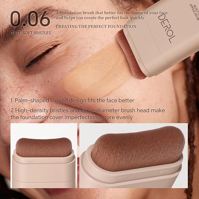 Foundation Stick, Multi-Use Foundation Stick Makeup with Built-In Foundation Brush, Lightweight Buildable Medium-to-Full Coverage, Longwear Contour Stick Foundation Face Stick, Natural Finish-FemmiqueWomen
