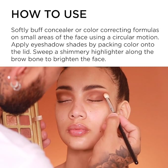 Sigma Beauty Professional E28 Detail Buffer Brush – Professional Eyeshadow Brush for Seamless Cream or Liquid Eyeshadow Blending, Packing on Metallic Shades & Highlighting the Brow Bone (1 Brush)-FemmiqueWomen