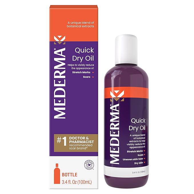 Mederma Quick Dry Oil, Scar and Stretch Mark Treatment, Helps to Improve the Appearance with Natural Botanical Extracts, Paraben Free, Fast-Absorbing, 3.4oz (100ml)-FemmiqueWomen