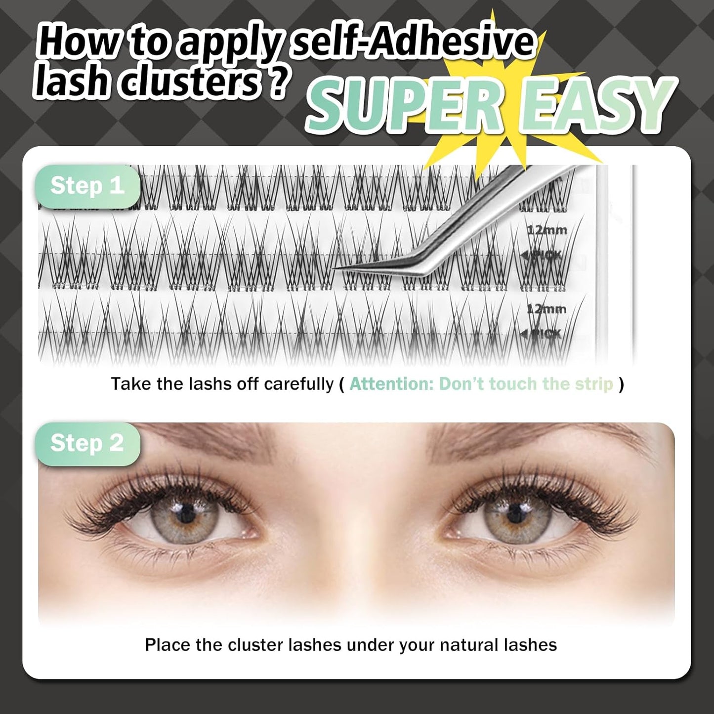 Self Adhesive Eyelashes, 156 Pcs Self Adhesive Eyelash Clusters, No Glue Needed, Invisible Band Lash Clusters - Longer Lasting, No Sticky Residue Pre Glued Eyelashes (Natural-Invisible Band)-FemmiqueWomen