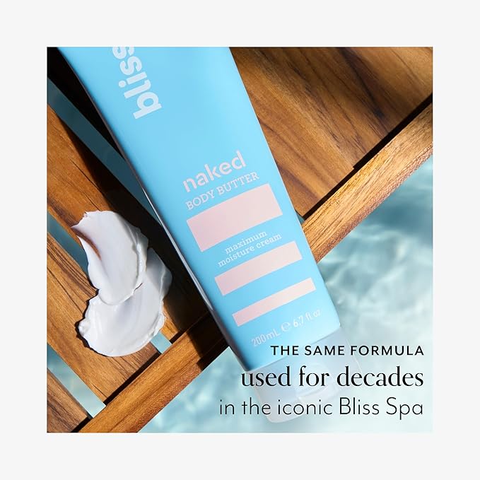 Bliss - Naked Body Butter - Unscented - Maximum Moisture Cream - 6.7 Fl Oz - Daily Moisturizer for Women & Men - Fragrance Free - Vegan and Cruelty Free-FemmiqueWomen