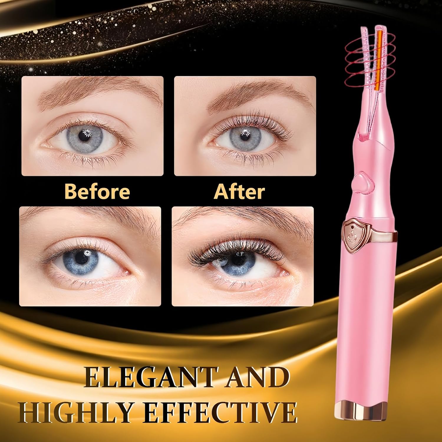 Heated Eyelash Curler, 2-in-1 Clip-Type Design, 3 Temperature Modes, USB Rechargeable Electric Eyelash Curler, Natural Curling 24H Long-Lasting Curl, Gift for Women & Girls, Light Pink-FemmiqueWomen