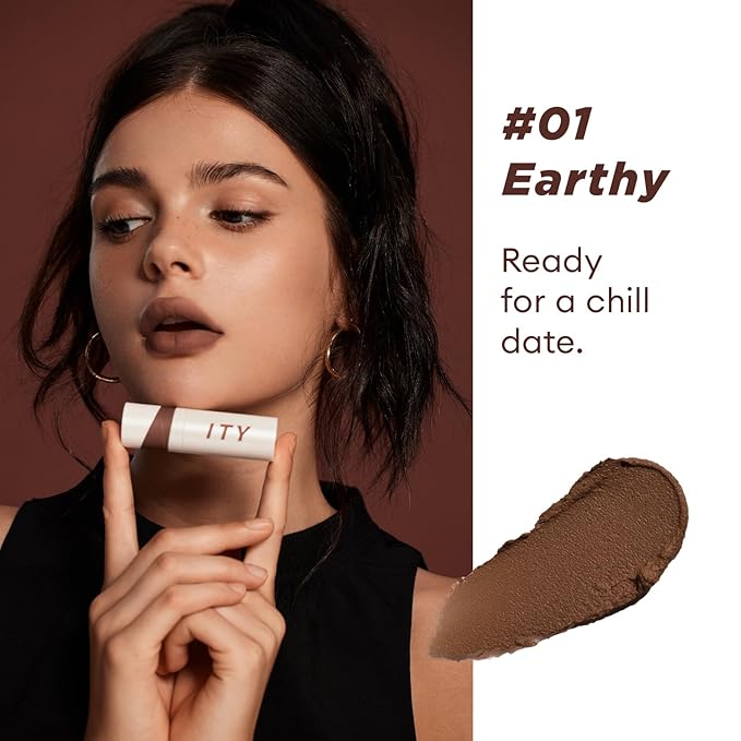 ITY Velvet Matte Finish Lip Stain-Mousse Textured Lip Clay, Nude Shade, Conceals Lip Lines, Rich Pigment Lip Tint Lipsticks, 0.14 oz (4g) in Earthy-FemmiqueWomen